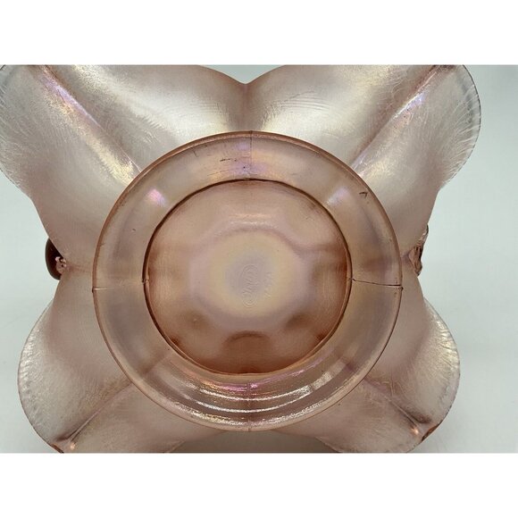 Fenton USA Velva Rose Iridescent Stretch Glass 75th Anniv. Cloverleaf Basket - Picture 13 of 15
